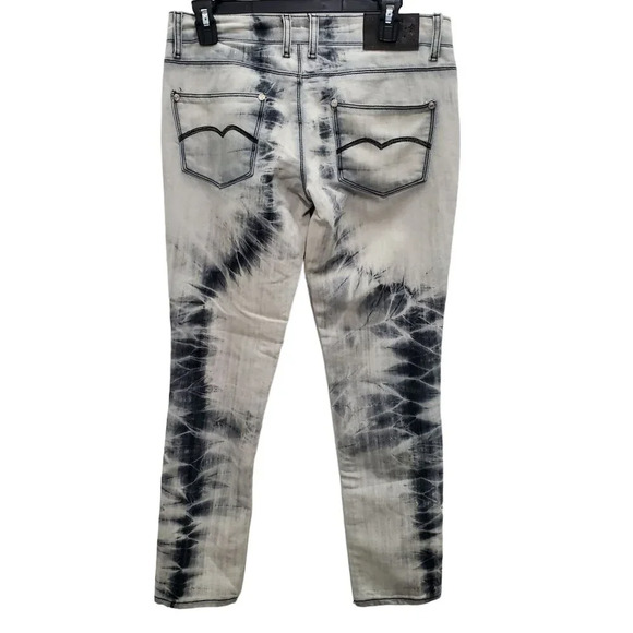 RT Denim The Skinny Jean Woman's Gray Black Tie Dye Acid Print Pants Plus Sz 32 - Picture 10 of 10